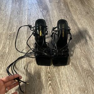 Black lace up heels
